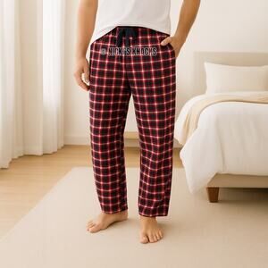 Izod Mens Red Blue Plaid Flannel Pajama Sleep Pants Relaxed Fit Size M